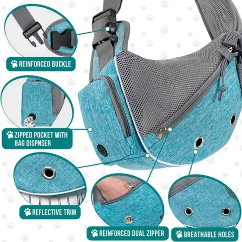 PetAmi Tiffany Blue and Gray Pet Dog Cat Sling Carrier NWOT Sz Small Up To 5lbs - Picture 6 of 14